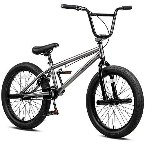 AVASTA 20 Inch Kids BMX Bike Freestyle Bicycles for 6 7 8 9 10 11 12 13 14 Years Old Boys with 4 Pegs, Grey