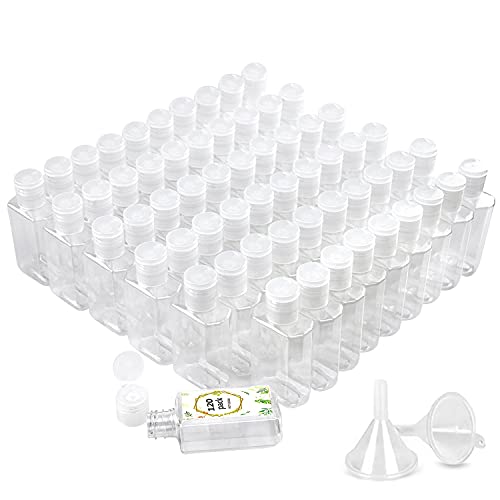 Foochy 120 Pack Clear Plastic Refillable Flip-Top Bottles for Hand Sanitizer Shampoo Lotion,etc – BPA/Parabens Free, 60ml/2oz