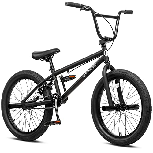AVASTA 20 Inch Kids Bike Freestyle BMX Bicycles for 6 7 8 9 10 11 12 13 14 Years Old Boys and Beginner Riders, Black Come with 4 Pegs