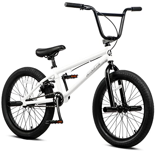 AVASTA 20 Inch Kids Bike Freestyle BMX Bicycles for 6 7 8 9 10 11 12 13 14 Years Old Boys and Beginner Riders, Come with 4 Pegs,White