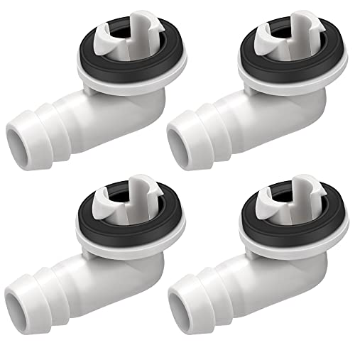 Zonon Air Conditioner Drain Connector 4 Pcs 3/5 Inch AC Drain Hose Elbow Fitting with Rubber Ring for Window AC and Mini Split Units