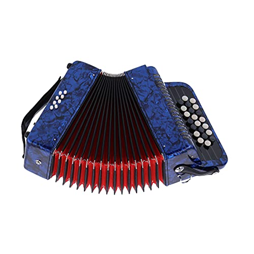 Accordion for Beginner, Musical Instrument Wood and Metal Material Easy To Carry Comfortable for Beginner for Outdoor(Navy blue, blue)22 Key 8 Bass Accordion instruments for kids