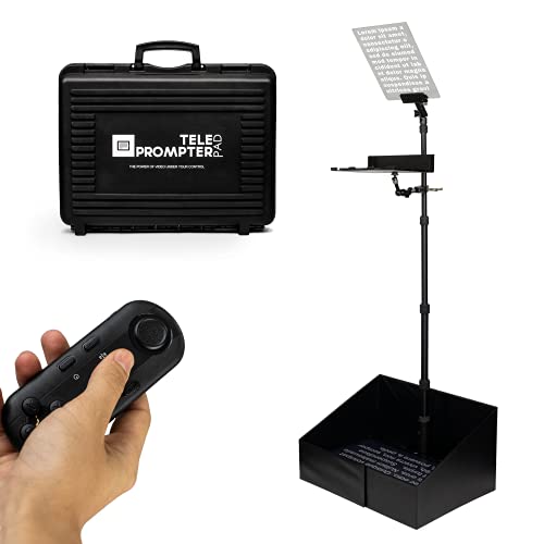 TELEPROMPTER PAD iPresent PRO Portable Presidential Prompter for iPad Tablet Monitor, Includes Remote Control, Hardcase and APP, Stage Teleprompter for Presentations, Speech Prompter Adjustable Height