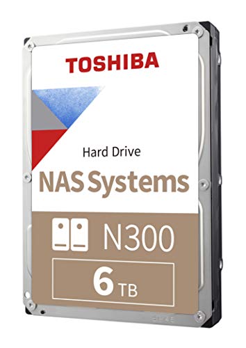 Toshiba N300 6TB NAS 3.5-Inch Internal Hard Drive – CMR SATA 6 GB/s 7200 RPM 256 MB Cache – HDWG460XZSTA