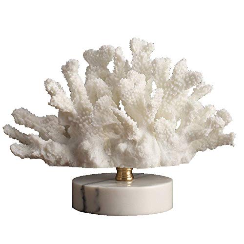 For Office Garden Family Room Abstract Ornaments Figurines Art Gift Home Desk Bathroom Decoration Sculpture,Modern White Coral Furnishing Marble Base Living Room Resin Crafts Home Decor Wedding Gift