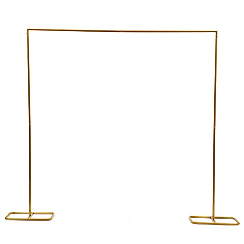 TFCFL Modern Wedding Stainless Pipe Backdrop Support Stand Kit, Studio Wedding Curtain Frame Telescopic Pole with Heavy Duty Base, Flower Rack, Gold (6.5ft×6.8ft)