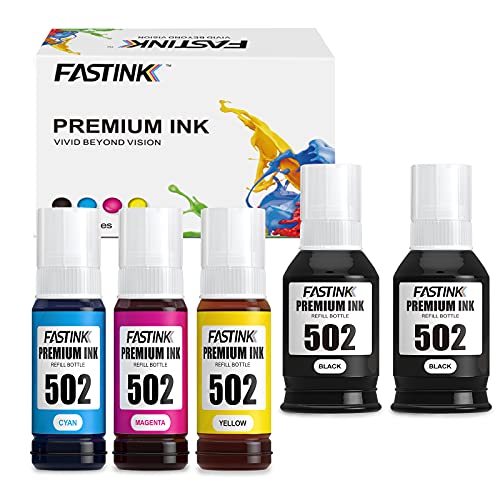 Compatible T502 502 Ink Refill Bottles | High Yield | 5 Pack,Replacement for Epson 502,Work with Ecotank ET-2760, ET-3760, ET-2750, ET-4750,ET-4760 Printer
