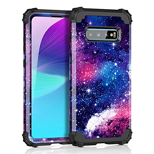 Miqala for Galaxy S10 Case,Shiny in The Dark Three Layer Heavy Duty Shockproof Hard Plastic Bumper +Soft Silicone Rubber Protective Case for Samsung Galaxy S10,Red Sky