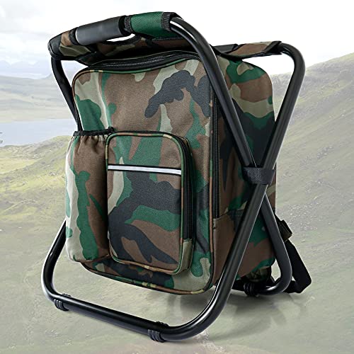 punemi Backpack Cooler Chair, Portable Fishing Chair, Folding Seat 400 LBS Large Capacity Camouflage Bag, Outdoor Gear Camping Stool for Travel, Beach, Hiking, Picnic