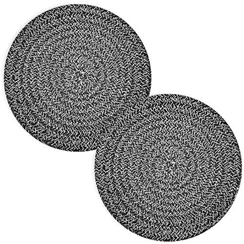 Trivets for Hot Pots and Pans 8 inches 2 Pcs, Trivet for Hot Dishes, Hot Pads for Kitchen Table, Cooking Potholder Set, Large Coasters Cotton Mat to Protect Counter (Deep Grey)