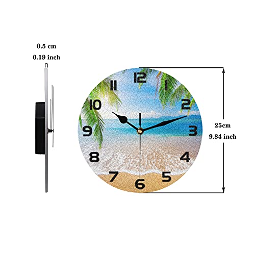 Wall Clocks Battery Operated 10 Inch Silent Non-Ticking Wooden Wall Clock Round Hanging Clock Quartz Analog Quiet Desk Clocks for Living Room Decor Kitchen Bathroom Bedroom Beach Themed Blue | The Storepaperoomates Retail Market - Fast Affordable Shopping