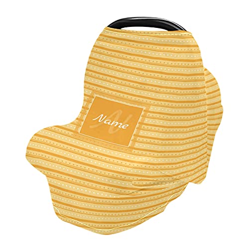 Baby Car Seat Covers and Nursing Cover – Stripe Dots Print with Baby Name Personalized Car Seat Covers for Babies, Orange