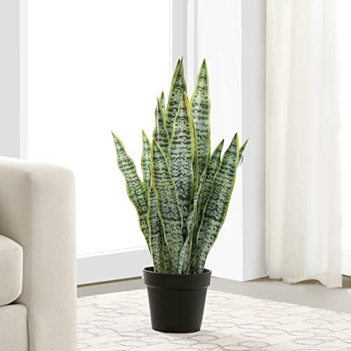 QL DESIGN Artificial Snake Plant 32inches Fake Sansevieria, Perfect Faux Plants for Home, Garden ,Office , Decoration