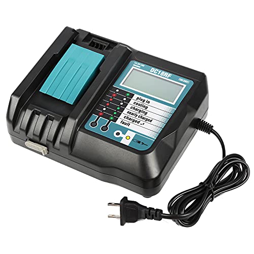 18V Battery Charger for Makita,DC18RC Replacement Battery Charger with LCD Display USB Interface for Makita 14.4V-18V Lithium Ion Battery BL1830 BL1840 BL1850 BL1815