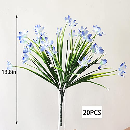 Artificial Flowers Outdoors 20 Bundles Fake Daffodils Flowers Greenery No Fade Faux Plastic Plants for Decoration Bouquet Indoor Outdoor Home Garden Porch Window Box Decorating (Blue20) | The Storepaperoomates Retail Market - Fast Affordable Shopping