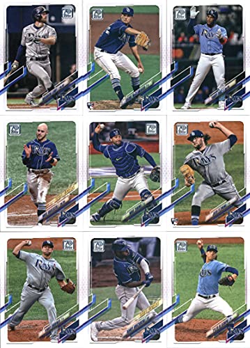 2021 Topps Complete (Series 1 & 2) Tampa Bay Rays Team Set of 22 Cards: Charlie Morton(#36), Austin Meadows(#86), Ryan Yarbrough(#196), Tampa Bay Rays(#222), Willy Adames(#237), Brendan McKay(#257), Blake Snell(#261), Kevin Kiermaier(#280), Hunter Renfroe