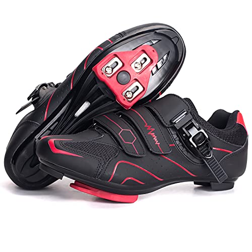 Men’s Road Cycling Shoes Compatibility Delta Indoor and Outdoor Road Bike Shoes Ride Shoes for Men and Women with SPD Clamp Outdoor Pedals Red