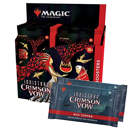 Magic The Gathering Innistrad: Crimson Vow Collector Booster Box | 12 Packs + 2 Dracula Box Toppers (182 Magic Cards)