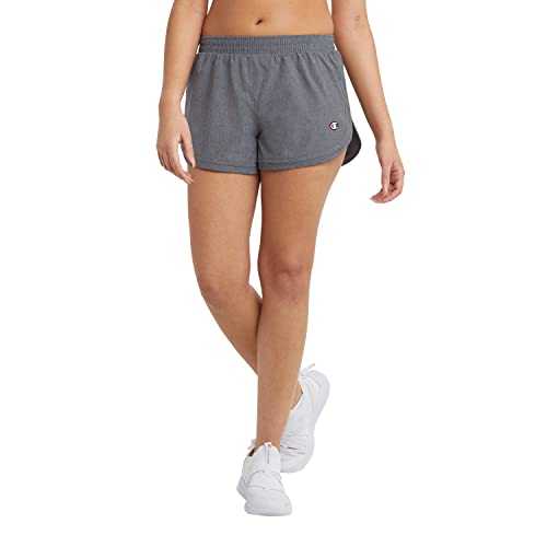 Champion Women’s Practice Gym Varsity Shorts, Moisture-Wicking Iconic ‘C’ Logo, 3.5″ Inseam, Tinted Carbon Grey Heather, X-Small
