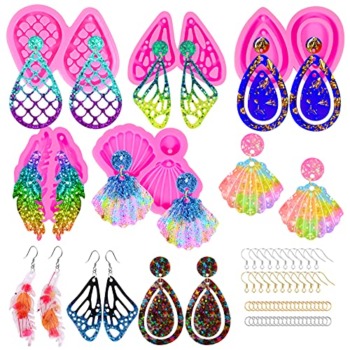 Mity rain 95pcs Resin Jewelry Molds, Epoxy Earring Molds for Resin Casing, Resin Molds Silicone Jewelry Kit with Sets of Earring Backs, Earring Hooks for Key Chains, Pendant | The Storepaperoomates Retail Market - Fast Affordable Shopping