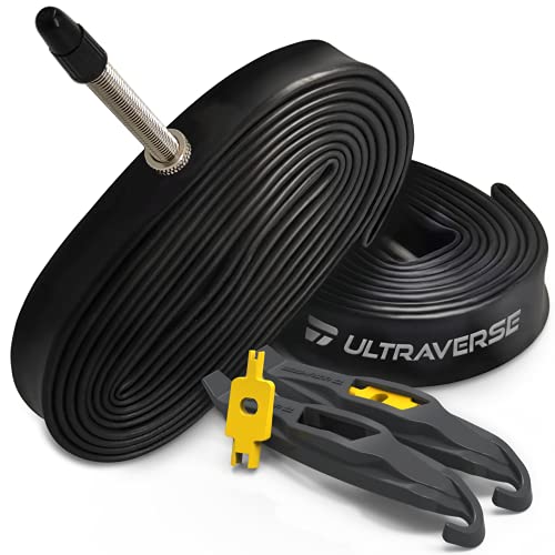 Ultraverse Bike Inner Tube for 700×23-25c, 28 inch Bicycle Wheel Sizes with 48mm Presta Valve – Butyl Rubber Tubes for Road and Gravel Bikes – 2 Tubes with 2 tire levers Included
