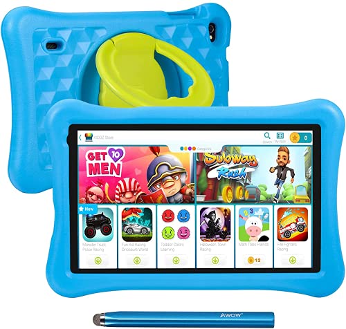10.1 inch Kids Tablet KIDOZ APP Pre-Installed Tablet Android 10.0 Kid’s Tablet 2GB RAM+32GB ROM Parental Control Learning Tablet Adjustable Kid-Proof Case, 2.4G WiFi only, 1280×800 IPS, Stylus Pen