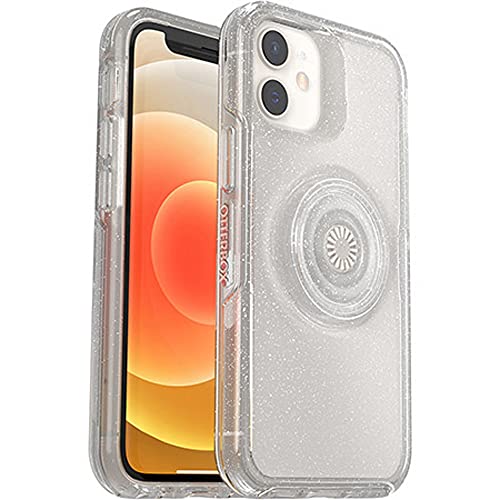 OtterBox + Pop Symmetry Series Clear Case for iPhone 12 Mini, Retail Packaging – Stardust (Silver Flake/Clear) with Stardust Pop