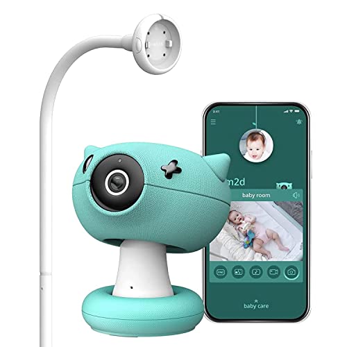 pixsee Smart Baby Monitor with 5-in-1 Camera Stand Bundle, Cry Recognition and Decoder, Temperature and Humidity Detection, 2-Way Talk, FHD Video 5MP Non-Distorting Camera, Non-Pixelated Night Vision