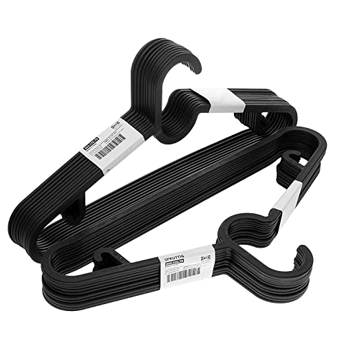 Ikea SPRUTTIG Lightweight Clothes Hangers, Black, Plastic – Set of 20, 29cm