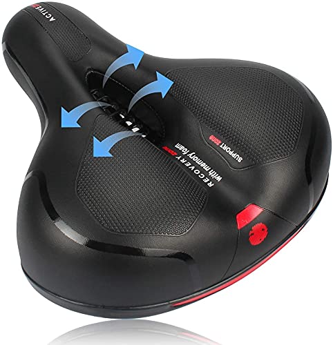 MarinersWarehouse Memory Foam Bicycle Saddle Bike Seat | Bicycle Seat Memory Foam Waterproof Bicycle Saddle with Dual Shock Absorbing Ball, Universal Fit for Mountain and Road Bike, Black, One Size