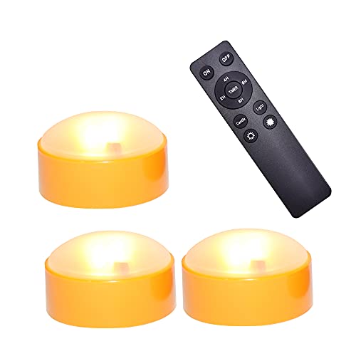 2WDECOR 3 Pack Halloween LED Pumpkin Lights with Remote and Timer Orange Color Flickering Battery Operated Decor Jack-O-Lantern Flameless Electric Candles for Pumpkin Home Outdoor Decorations