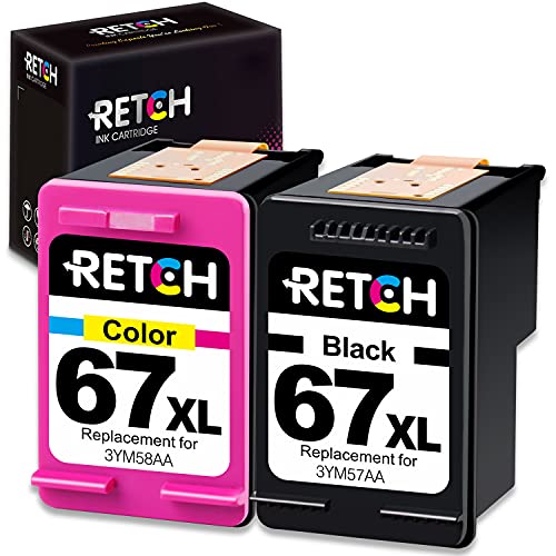 RETCH Remanufactured Ink Cartridges Replacement for HP 67XL 67 XL Black/Color Combo Pack, for HP Deskjet Plus 2700 2722 2755 2755e 4100 4152 4152e 4155 4155e Envy Pro 6000 6055 6055e 6400 6455 Printer