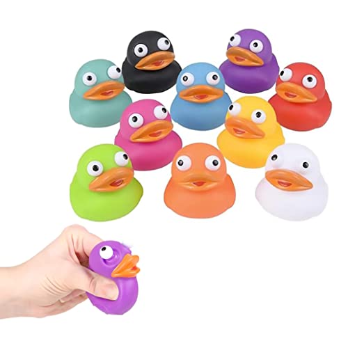 Rubber Duck Eye Poppers, Squeeze to Quack, Toy Assortment Duckies for Kids, Bath Birthday Gifts Baby Showers Summer Beach and Pool Activity, 2″ (5-Pack)