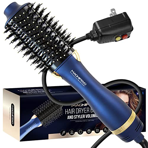 Magnifeko Round Hair Dryer Brush – Hot Air Blow Dryer Brush for Women for Hair Drying, Styling and Volumizing -(Blue)