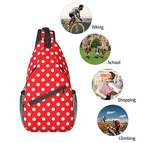 Sling Backpack Red White Polka Dot Multipurpose Crossbody Shoulder Bag Chest Daypack For Gym Travel Hiking | The Storepaperoomates Retail Market - Fast Affordable Shopping