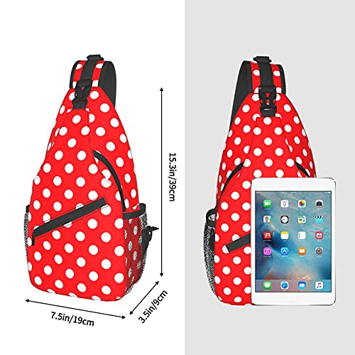 Sling Backpack Red White Polka Dot Multipurpose Crossbody Shoulder Bag Chest Daypack For Gym Travel Hiking | The Storepaperoomates Retail Market - Fast Affordable Shopping