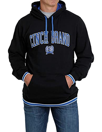 Cinch Men’s Solid Logo Brand Hooded Sweatshirt Black Large