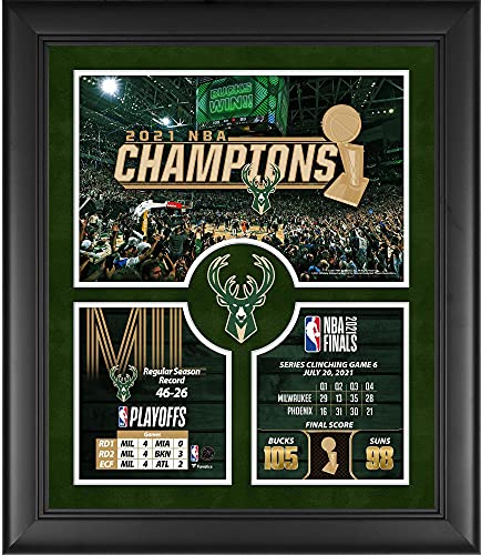 Milwaukee Bucks Framed 2021 NBA Finals Champions 23″ x 27″ Framed Collage – NBA Team Plaques and Collages
