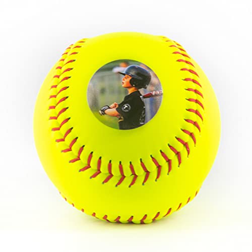 Personalized Yellow Softball Printed Gift, Custom Practice Softball Best Gift – Official Size- Use Your Photo or Logo Softball Birthday Gift Holiday Present for The Best Dad or Family