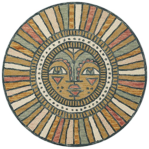 Loloi Justina Blakeney x Ayo Collection AYO-02 Gold / Multi Contemporary 3′-0″ x 3′-0″ Round Accent Rug