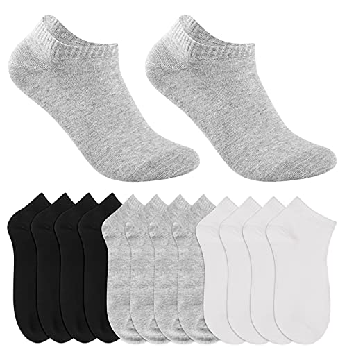 Unaone Socks for Men and Women, 6 Pairs No Show Socks Womens Ankle Socks Cycling Running Low-Cut Athletic Socks Comfort Cotton Socks (2 Black/2 Grey/2 White)