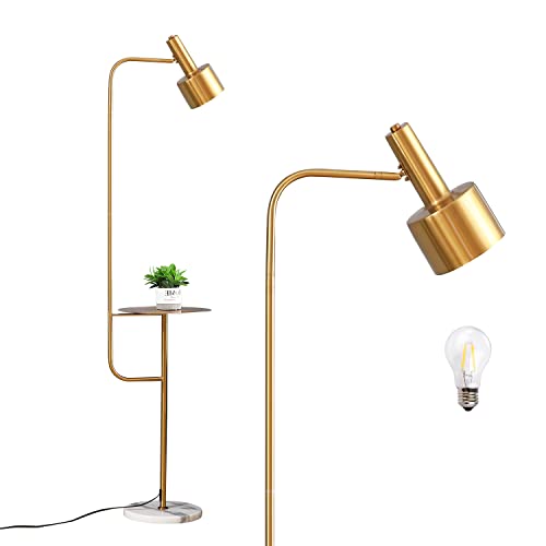 beaysyty Modern Simplicity with Tray Floor Lamp for Office Cafe Den Living Room Bedroom, On/Off Foot Switch and Brass/Gold Finish