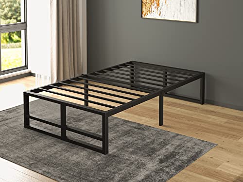 IMUsee 14” Metal Platform Twin Bed Frame with Strong Steel Slats Support / Sufficient Storage Space / Mattress Foundation / No Box Spring Needed / Easy Assembly