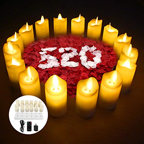 FASJ Flameless Candles, 12 pcs 1.5×1.5×3.1in Rechargeable Led Flickering Tea Lights with Remote/Charging Base, Electric Decorative Lights Adjustable Light Brightness for Valentine Parties Weddings | The Storepaperoomates Retail Market - Fast Affordable Shopping