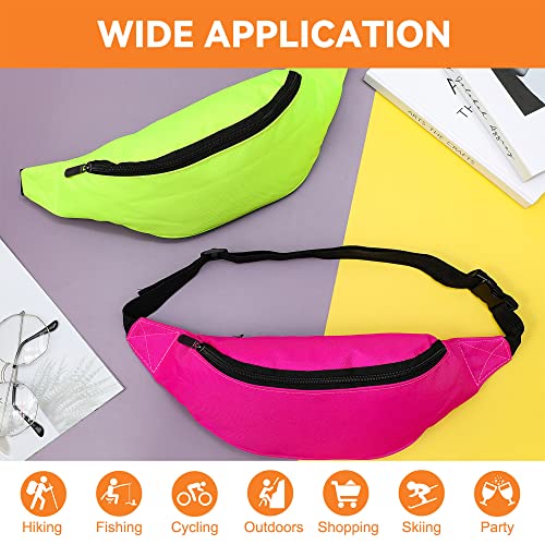 Aliceset 2 Pieces Neon Fanny Pack 80s Adjustable Waist Bags Lightweight Belt Bags Waterproof Traveling Running Bags Workout Costume Accessories with Adjustable Strap (Fluorescent Green, Rose Red) | The Storepaperoomates Retail Market - Fast Affordable Shopping