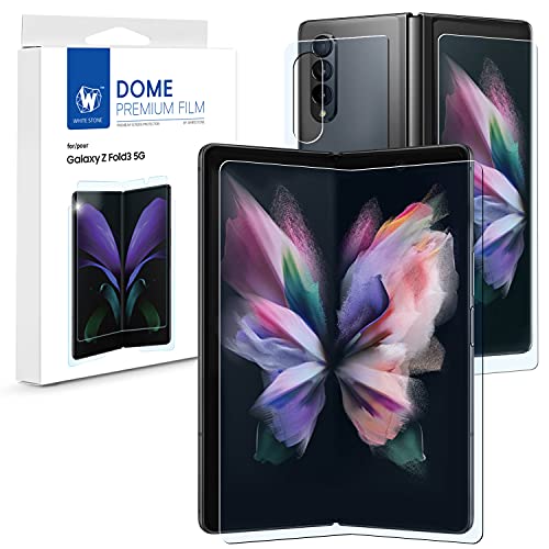 Whitestone Dome [1SET 3PCS] for Samsung Galaxy Z Fold 3 Premium Film Screen Protector Anti-Shock,HD Clear,Self Healing EPU Film for Galaxy Z Fold 3