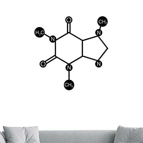 POEM Studio Caffeine Molecule Metal Wall Art | Large Molecule Decoration for Home, Dorm, or Office | Nerd Art, Science Art, Biology Chemistry Art Wall Sign | Indoor Outdoor Made in USA – 14″ – Black