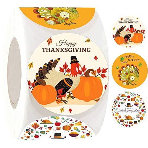 1.5 inch Happy Thanksgiving Day Stickers Watercolor Pumpkins Thanksgiving Thank You Labels Thanksgiving Turkey Stickers for Party Favors,Envelope Seals,Goodie Bags 500 Pcs Autumn Fall Holiday Stickers