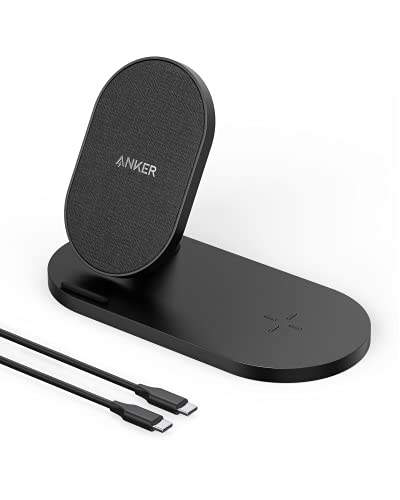 Anker Wireless Charging Station, PowerWave Sense 2-in-1 Station with 5 ft USB-C Cable, for iPhone 14/14 Pro/14 Pro Max/13/13 Pro Max, Samsung, AirPods and More (Adapter Not Included)