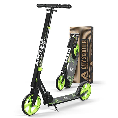 APOLLO Adult Scooter – Folding Kick Scooter for Adults, Teens & Kids Ages 6 Years and up with Big Wheels (XXL), Foldable Kick Scooters, Scooter for Adults 220 lbs (Green)